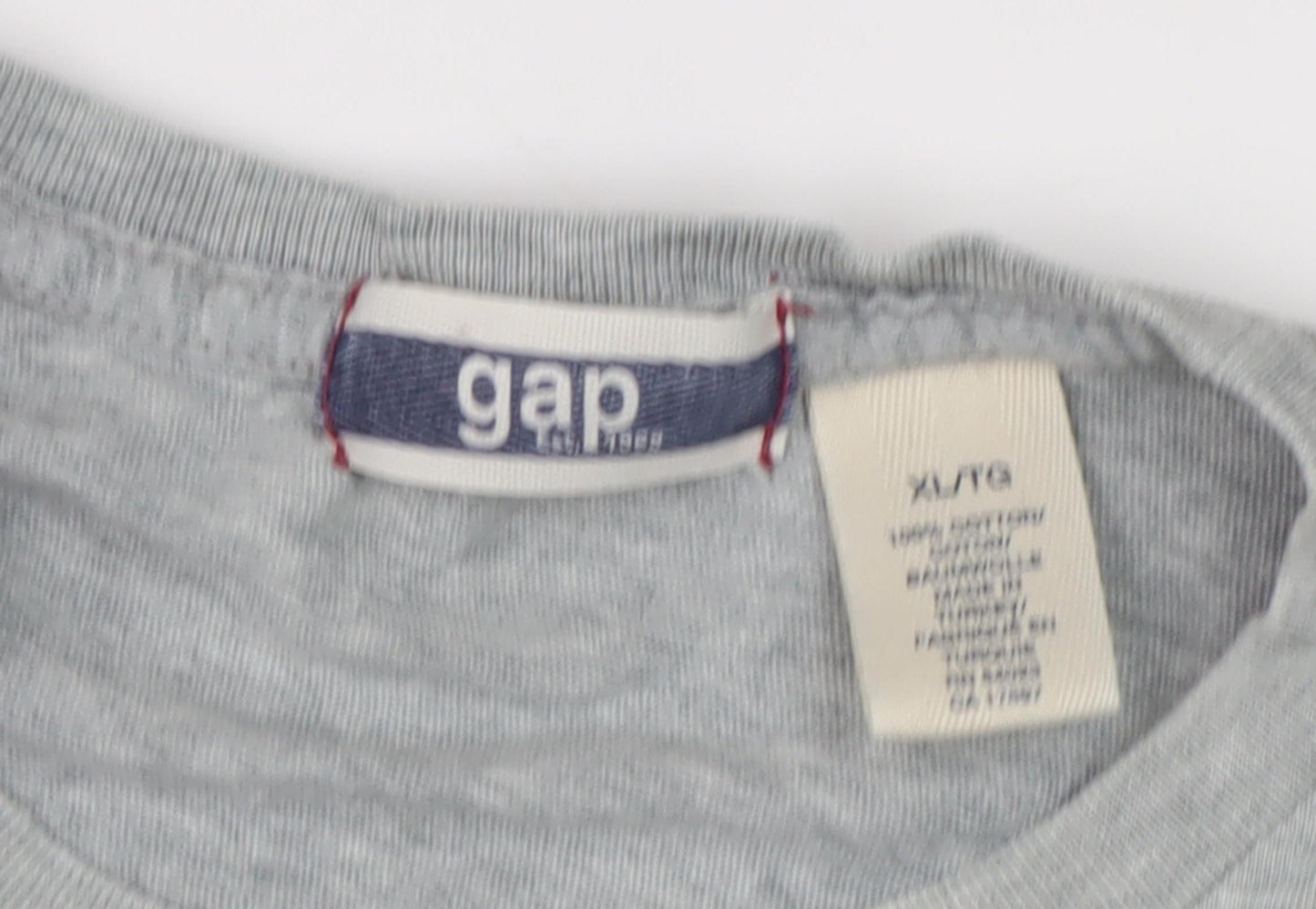 GAP Men's Grey T-Shirt XLT Crew Neck Logo