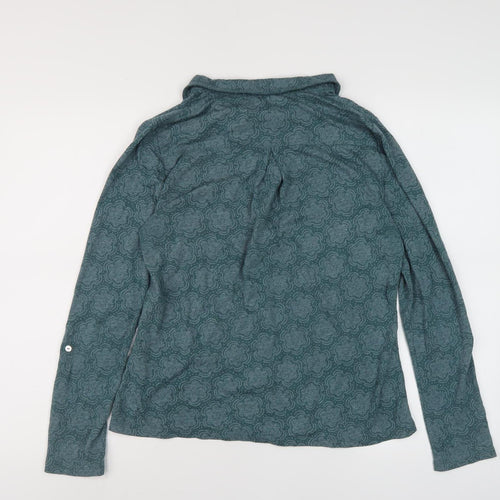 White Stuff Women's Green Geometric Button-Up Shirt, Long Sleeve