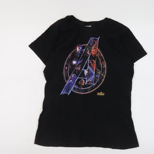 Marvel Boys Black Avengers T-Shirt, Small, Graphic Print