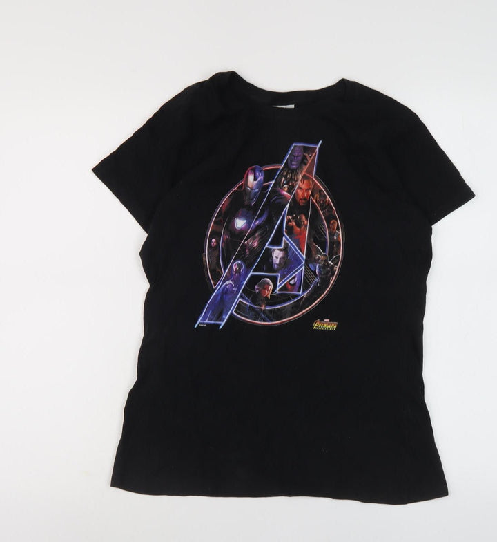 Marvel Boys Black Avengers T-Shirt, Small, Graphic Print