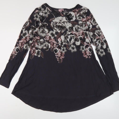 Phase Eight Women's Black Floral Tunic Blouse Size 10