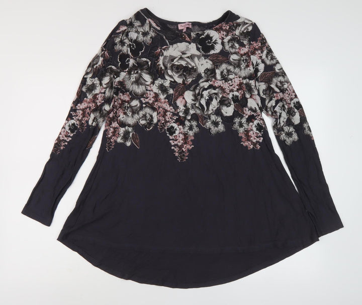 Phase Eight Women's Black Floral Tunic Blouse Size 10