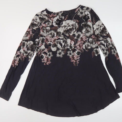 Phase Eight Women's Black Floral Tunic Blouse Size 10