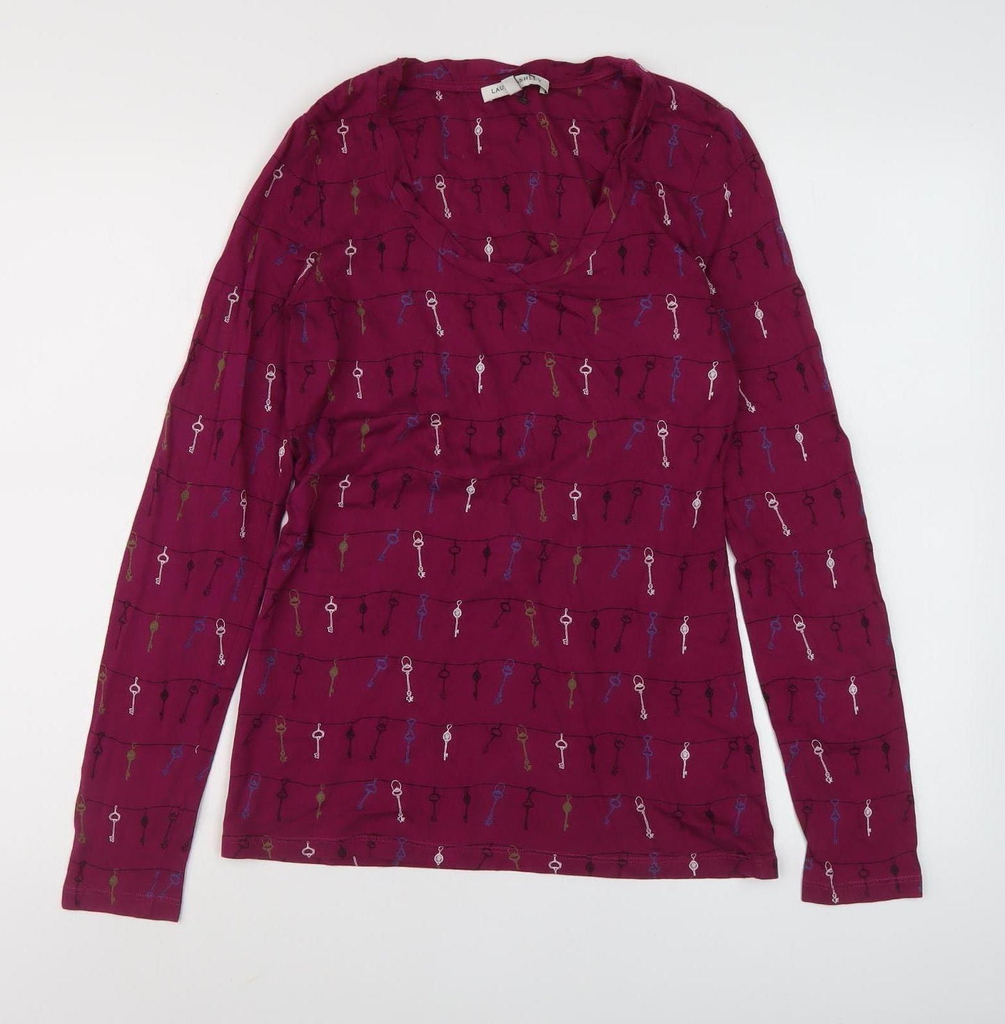 Laura Ashley Women's Red Long Sleeve Cotton Blouse Size 12
