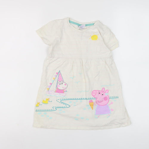 Mini Club Peppa Pig Girls Cartoon Dress Ivory 4-5 Years
