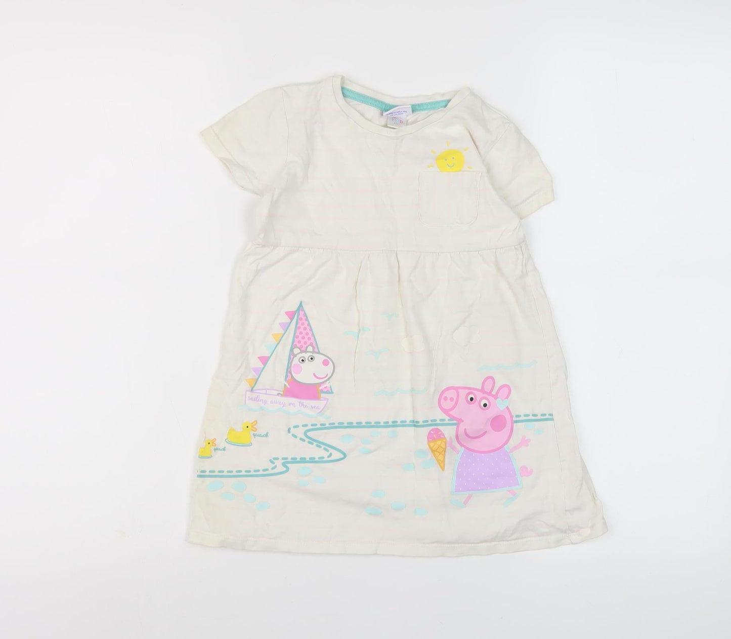 Mini Club Peppa Pig Girls Cartoon Dress Ivory 4-5 Years