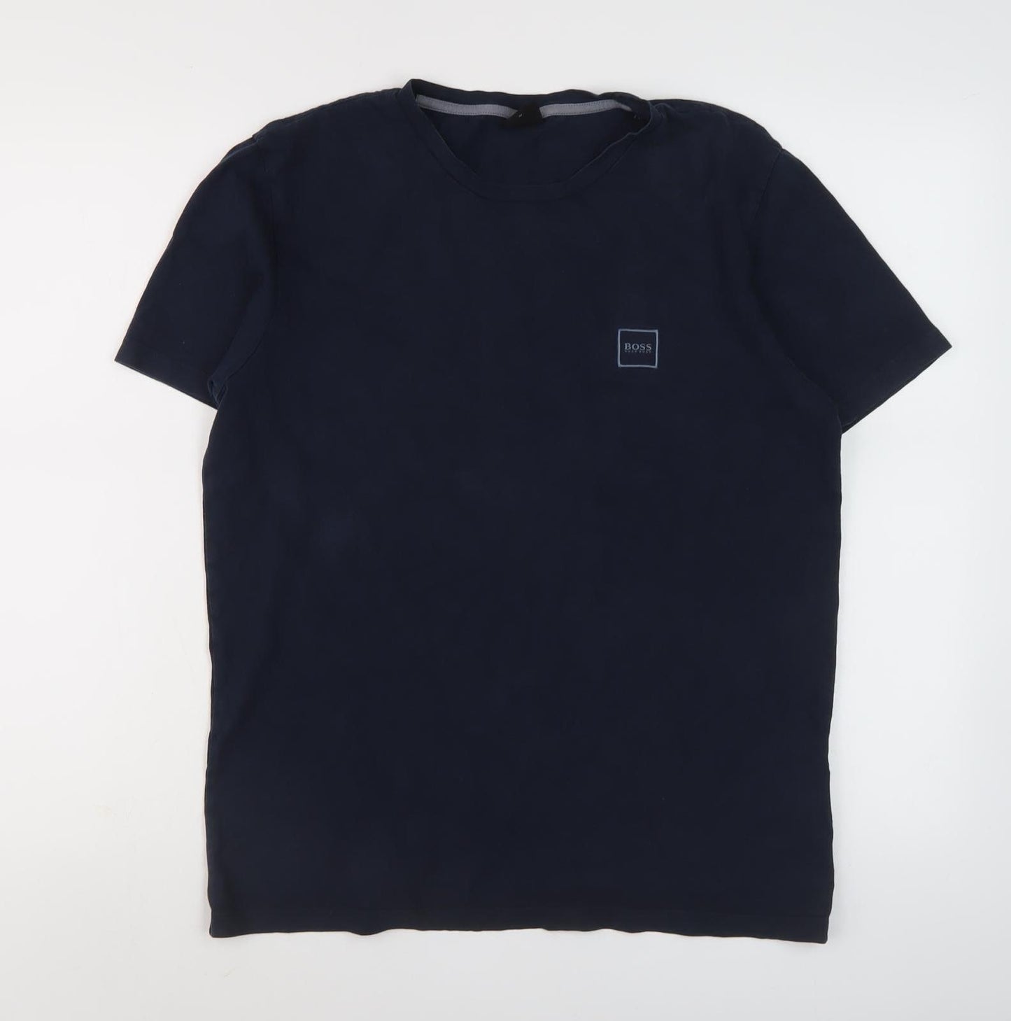 Boss Men's Blue Crew Neck T-Shirt M - Stylish Logo Accent
