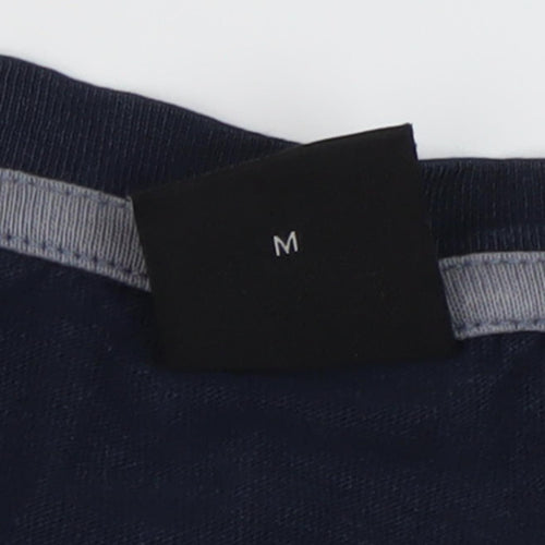 Boss Men's Blue Crew Neck T-Shirt M - Stylish Logo Accent