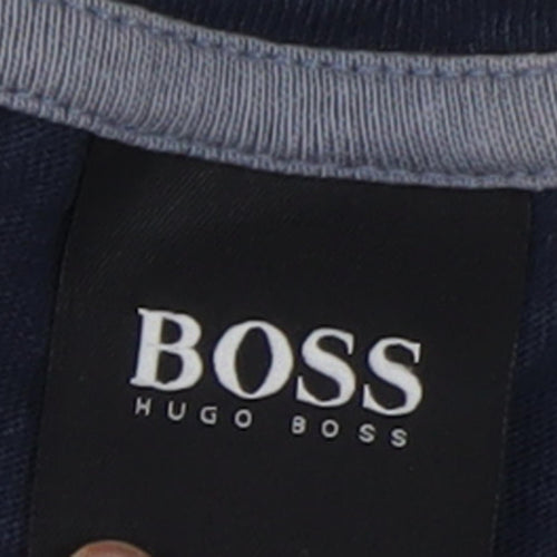Boss Men's Blue Crew Neck T-Shirt M - Stylish Logo Accent