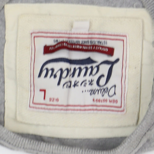 Men's Grey Cotton Graphic T-Shirt, Size L, Casual