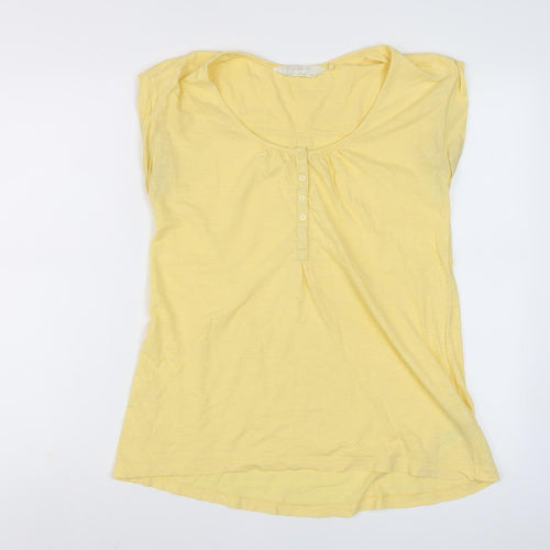 Fat Face Women’s Yellow Basic Henley Tee Size 8