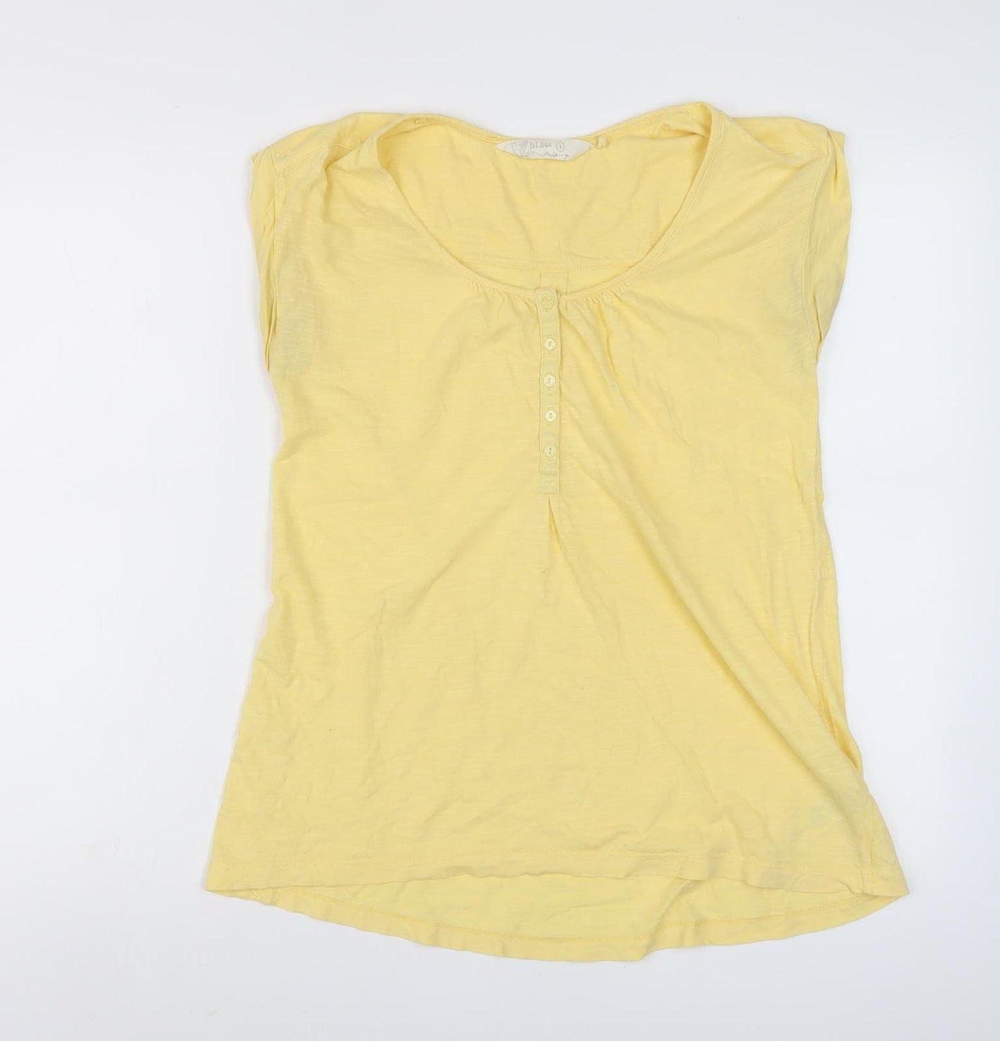 Fat Face Women’s Yellow Basic Henley Tee Size 8