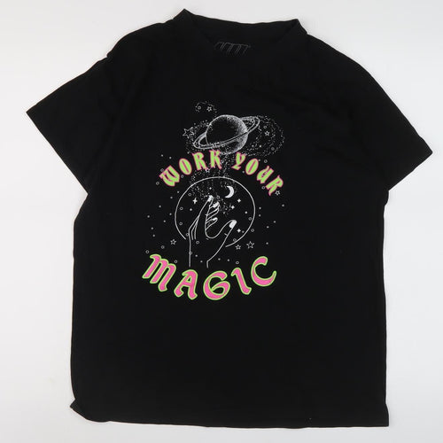 Urbanmiss Men's Black Space Graphic T-Shirt, Size S