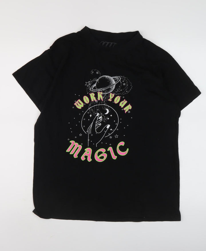 Urbanmiss Men's Black Space Graphic T-Shirt, Size S