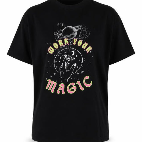Urbanmiss Men's Black Space Graphic T-Shirt, Size S