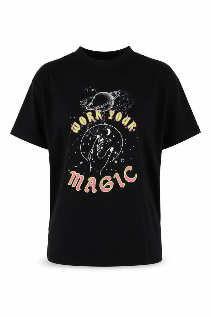 Urbanmiss Men's Black Space Graphic T-Shirt, Size S