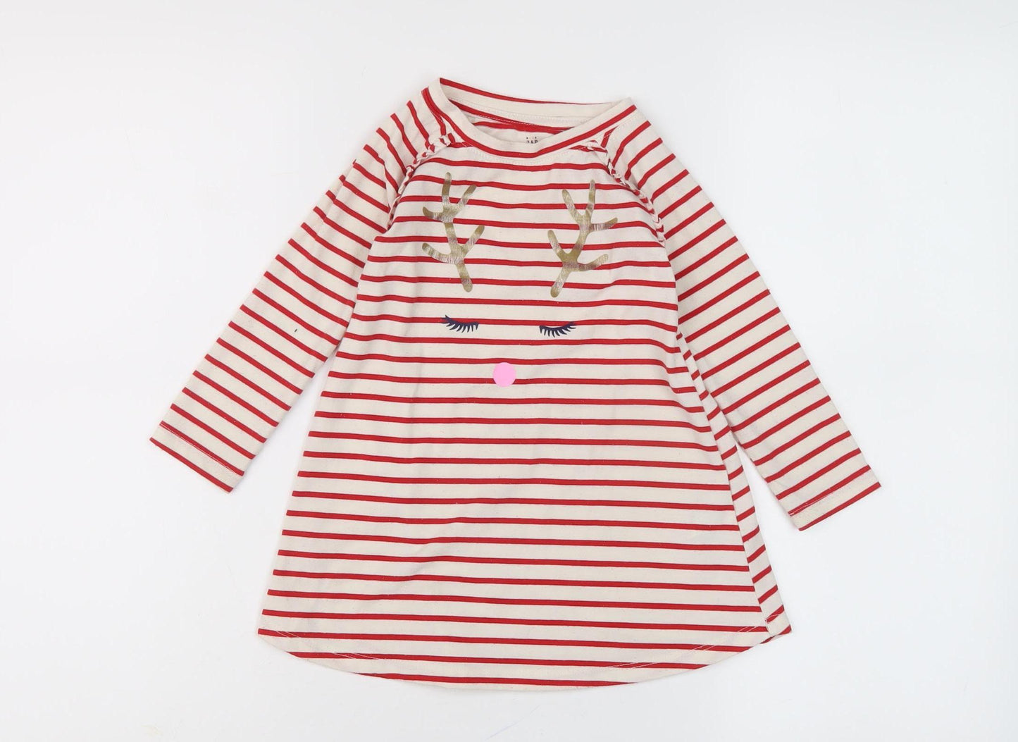 GAP Unisex Red Striped Christmas T-Shirt Dress 18-24 Months