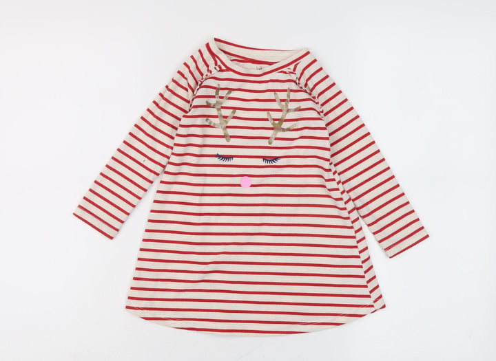 GAP Unisex Red Striped Christmas T-Shirt Dress 18-24 Months