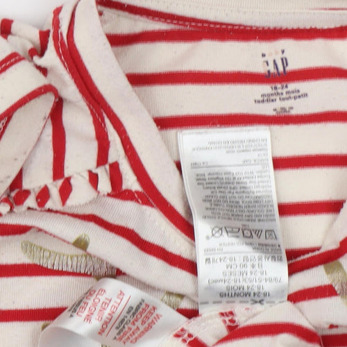 GAP Unisex Red Striped Christmas T-Shirt Dress 18-24 Months
