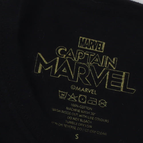 Marvel Captain Marvel T-Shirt - Black, S, Unisex, Comics