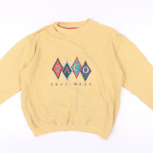 Paco Unisex Yellow Cotton Logo Sweatshirt S
