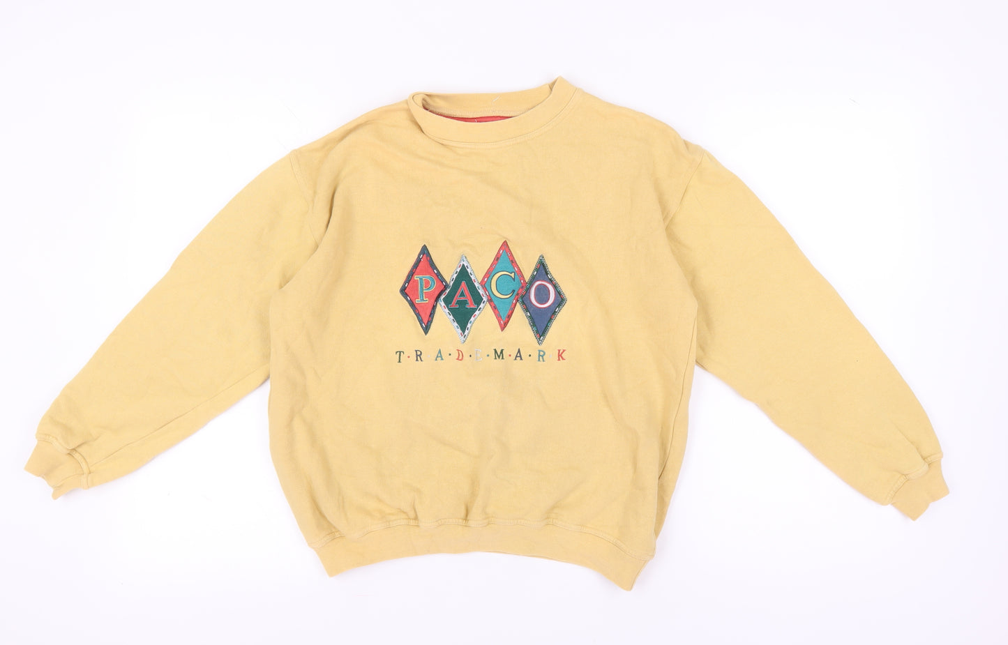 Paco Unisex Yellow Cotton Logo Sweatshirt S