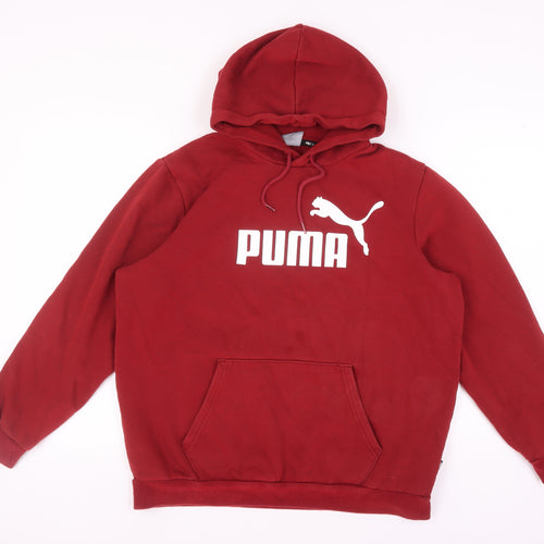 Puma Unisex Red Pullover Hoodie Size 12 Logo Design