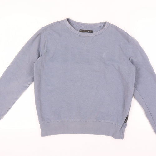 French Connection Blue Pullover Sweatshirt - Medium Unisex