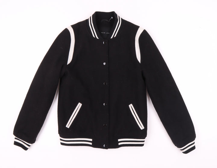 New Look Women's Black Varsity Jacket Size 8