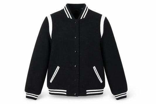 Front view of New Look Women's Black Varsity Jacket, size 8