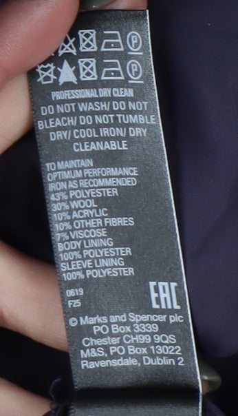 Marks and Spencer Unisex Black Wool Blend Coat 2XL