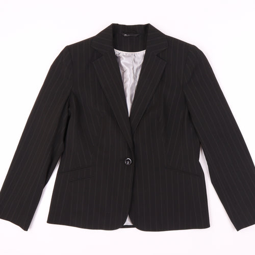 BHS Women's Black Pinstripe Suit Jacket Size 12
