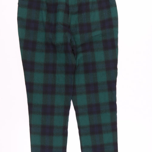 Boohoo Women's Green Plaid Regular Trousers, Size 12