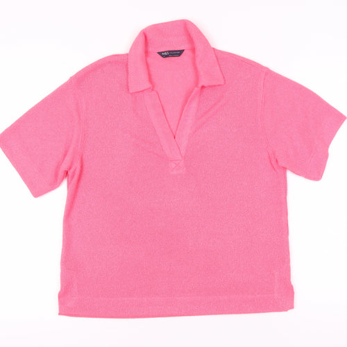 Marks and Spencer Women's Pink Polo Shirt - Size 10
