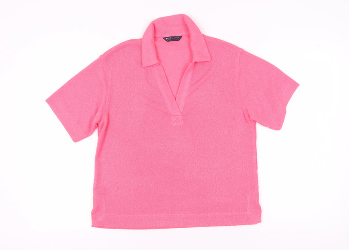 Marks and Spencer Women's Pink Polo Shirt - Size 10