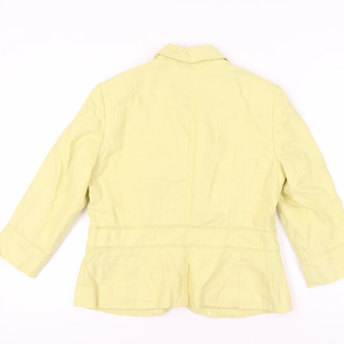 Marks and Spencer Women's Lime Green Linen Blazer - Size 14