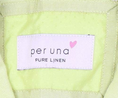 Marks and Spencer Women's Lime Green Linen Blazer - Size 14
