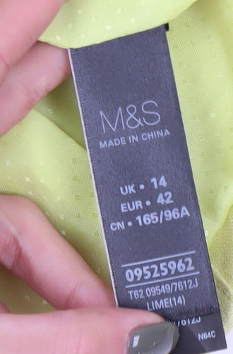 Marks and Spencer Women's Lime Green Linen Blazer - Size 14