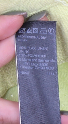 Marks and Spencer Women's Lime Green Linen Blazer - Size 14