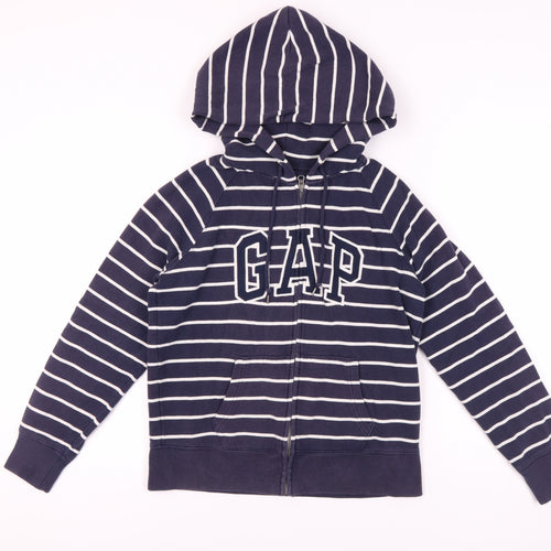 GAP Blue Striped Full Zip Hoodie, M, Unisex Adults