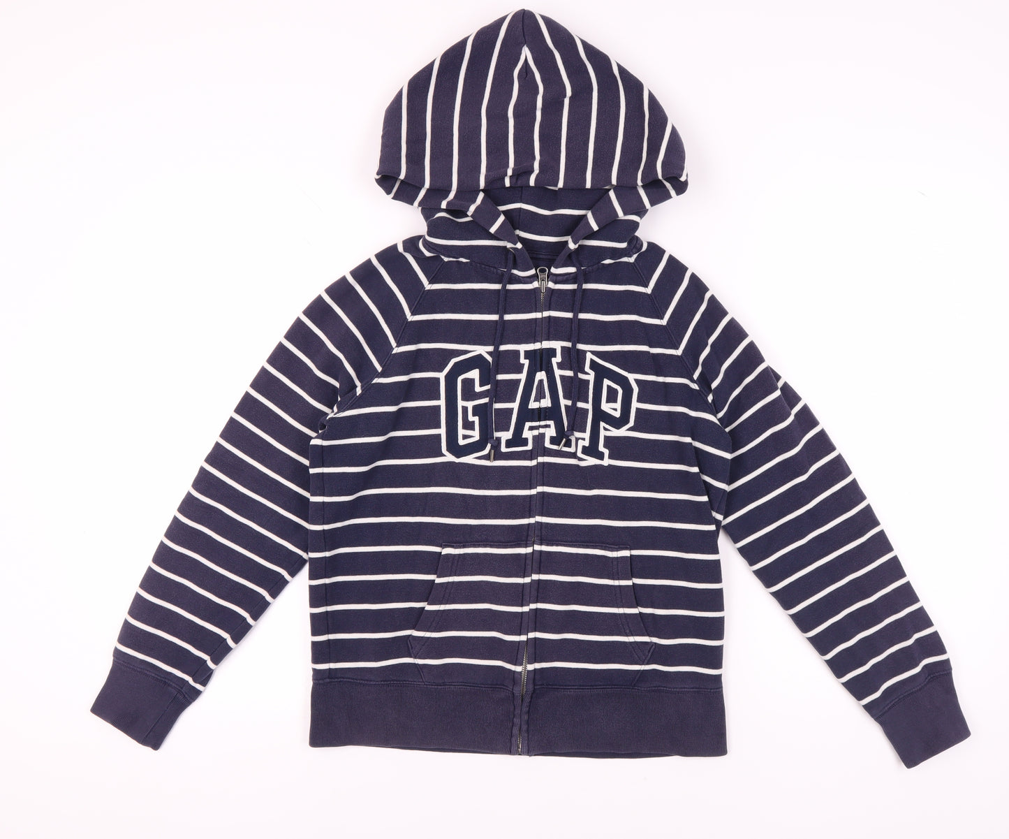 GAP Blue Striped Full Zip Hoodie, M, Unisex Adults