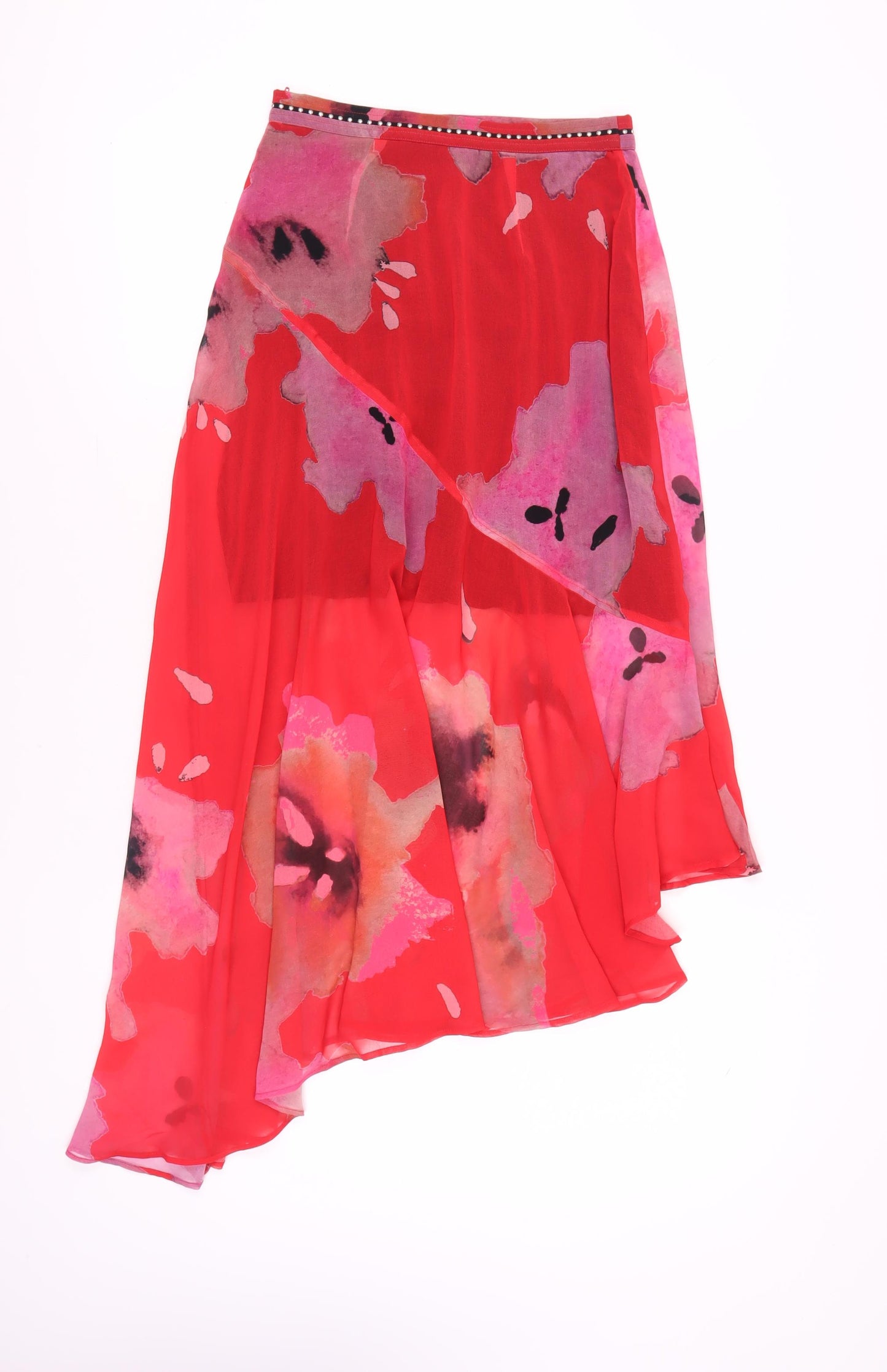 Religion Women’s Red Asymmetric Floral Midi Skirt XS