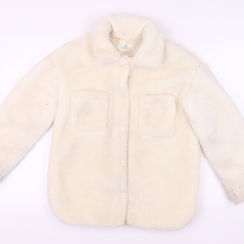 H&M Girls Ivory Basic Fleece Jacket 11-12 Years, Casual