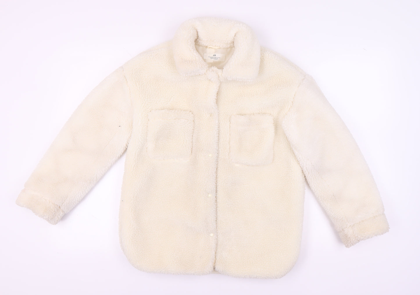 H&M Girls Ivory Basic Fleece Jacket 11-12 Years, Casual