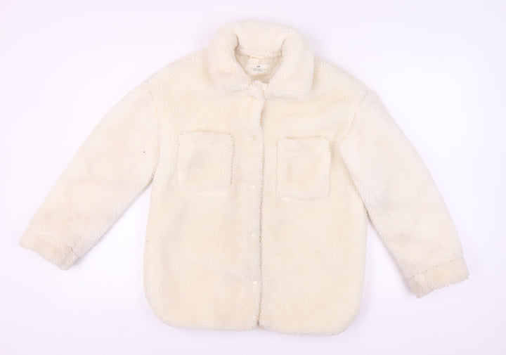 H&M Girls Ivory Basic Fleece Jacket 11-12 Years, Casual