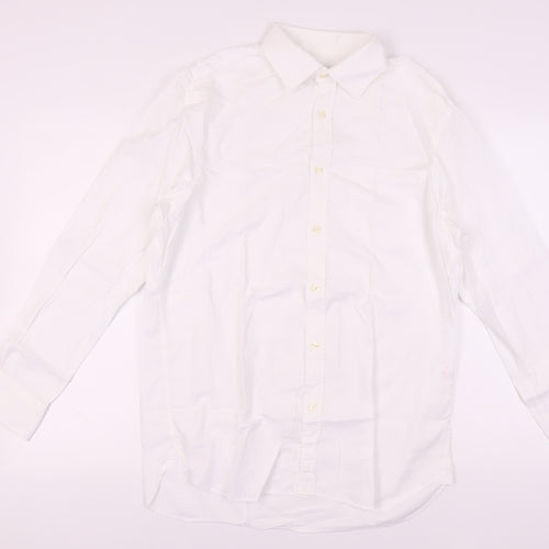 Howick Men's White Cotton Dress Shirt 15.5 Regular Fit