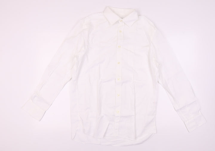 Howick Men's White Cotton Dress Shirt 15.5 Regular Fit