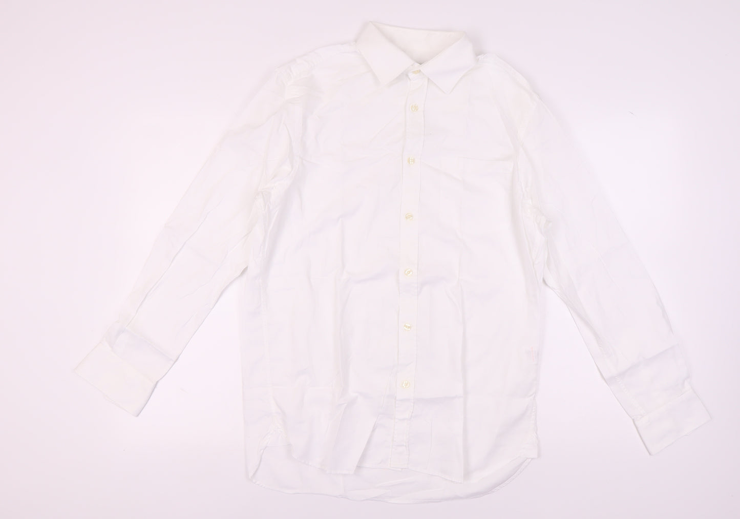 Howick Men's White Cotton Dress Shirt 15.5 Regular Fit
