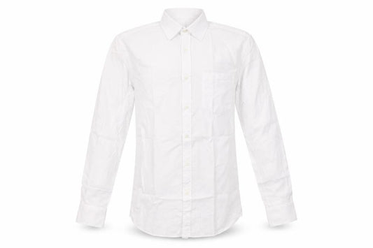 Front view of Howick Men's White Cotton Dress Shirt 15.5 Regular Fit
