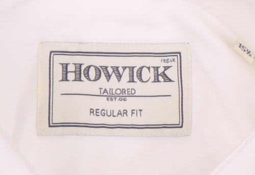 Howick Men's White Cotton Dress Shirt 15.5 Regular Fit